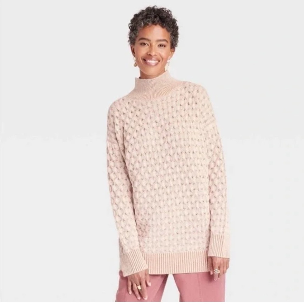 Knox Rose Orange and Cream Turtle Neck Sweater Longline